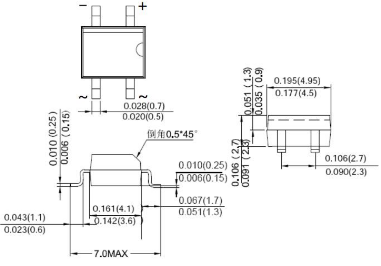 MB6S dimensions/size